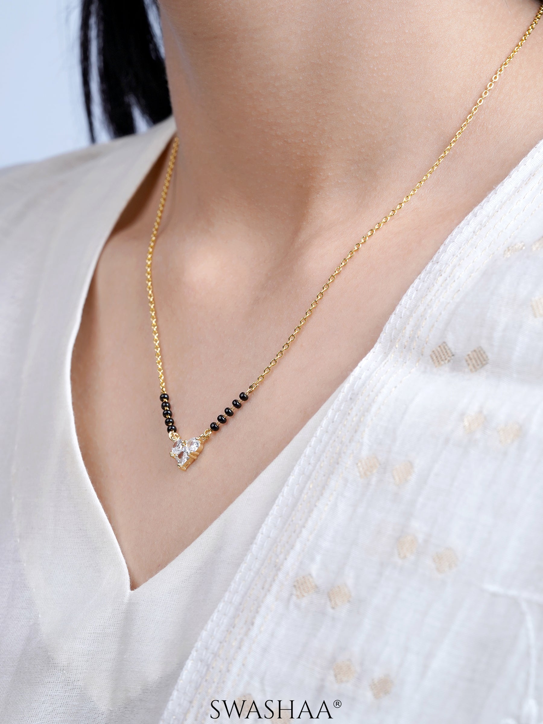Vritti Heart Diamond Cluster Mangalsutra