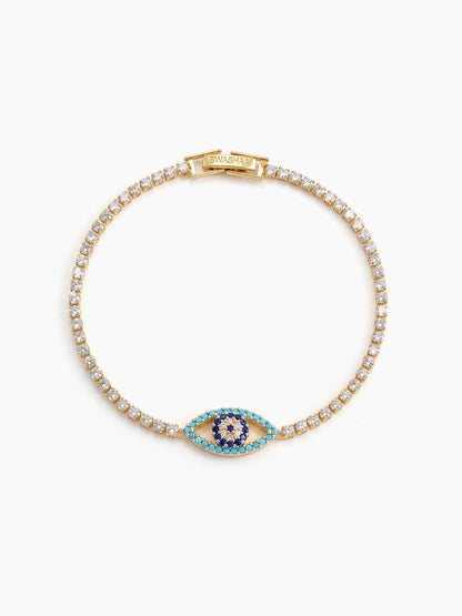 Vyan Evil Eye Diamond 18K Gold Plated Rakhi Gold
