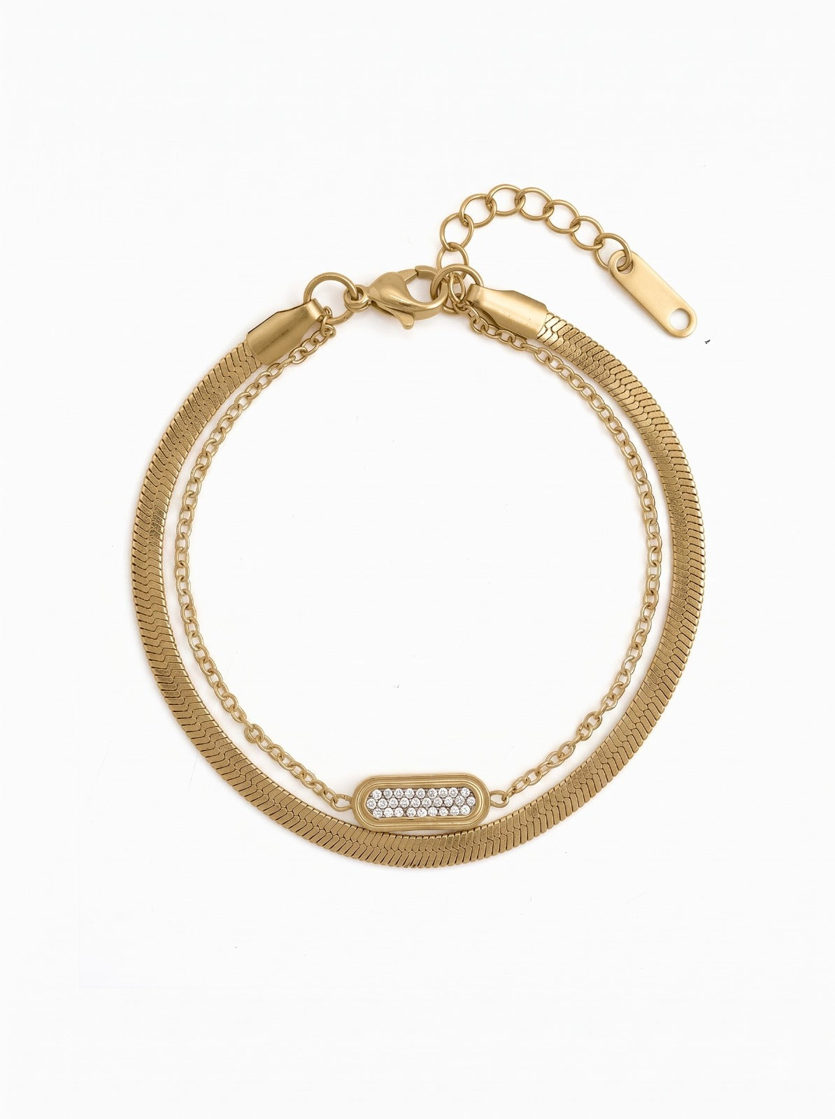 Aviraj Link Diamond Bar Layered 18K Gold Plated Rakhi