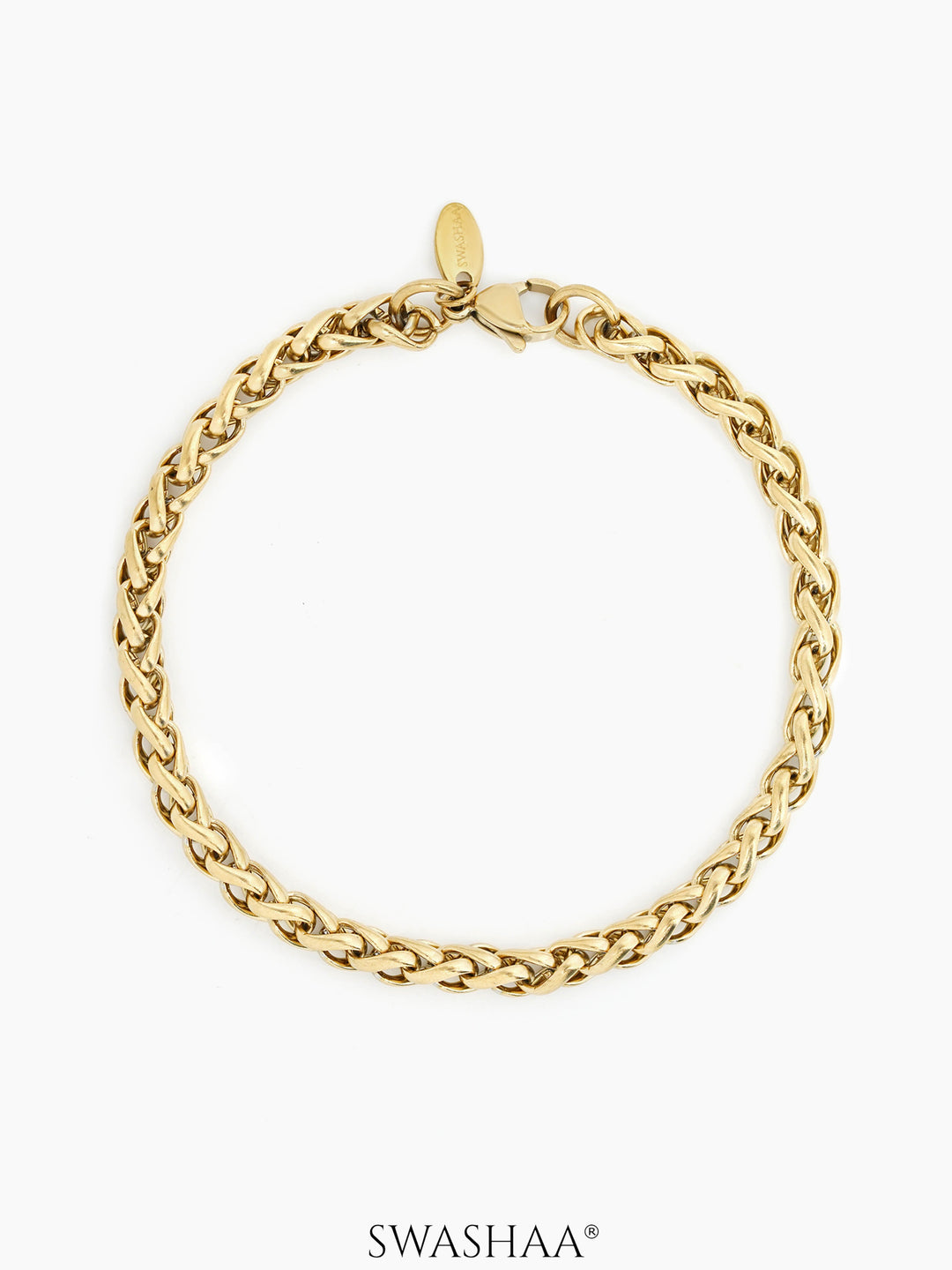 Wheat Chain 5 MM Men's Bracelet 18K Gold Plated