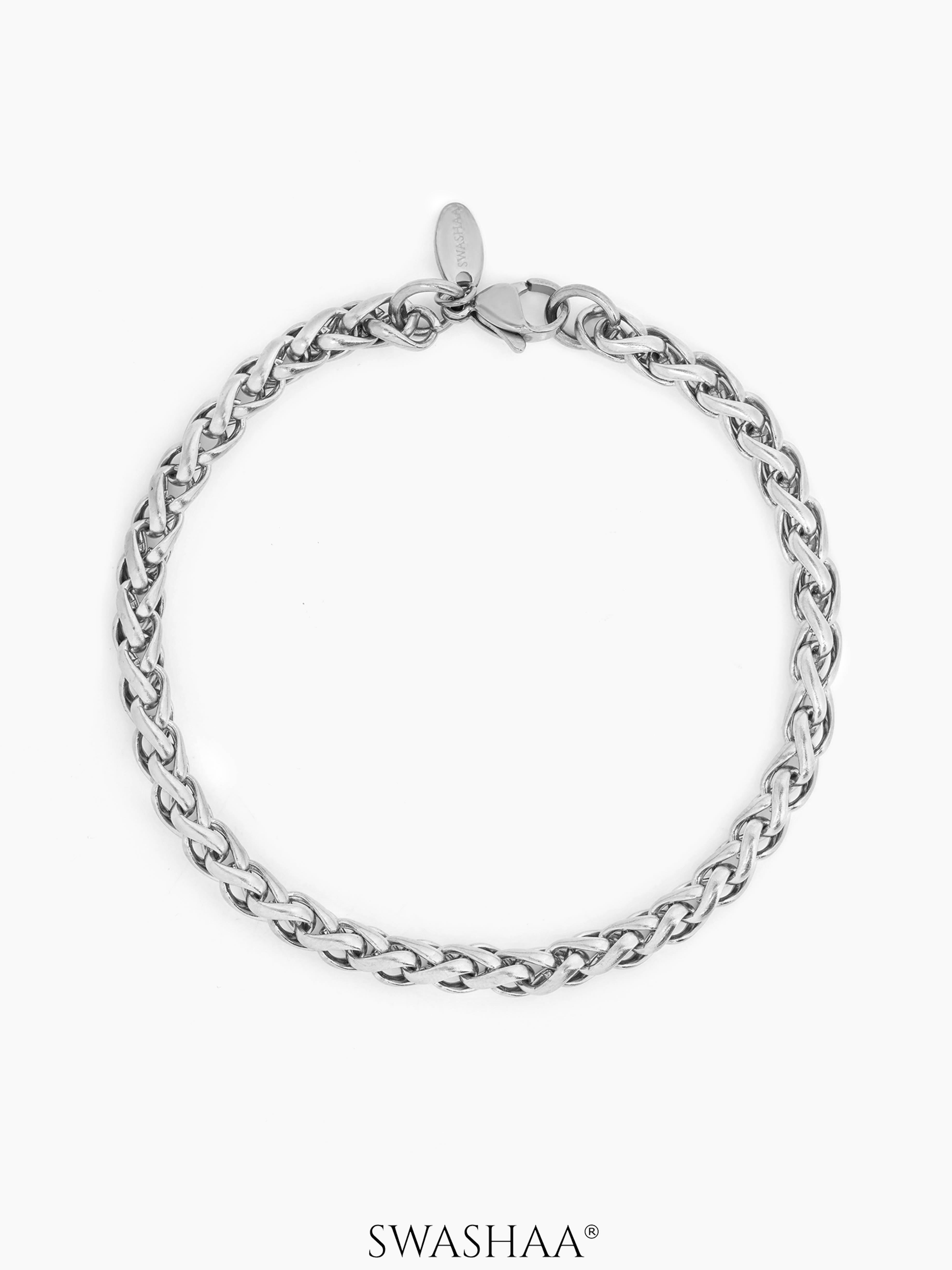 Wheat Chain 5 MM Men's Bracelet Silver