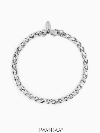 Wheat Chain 5 MM Men's Bracelet Silver