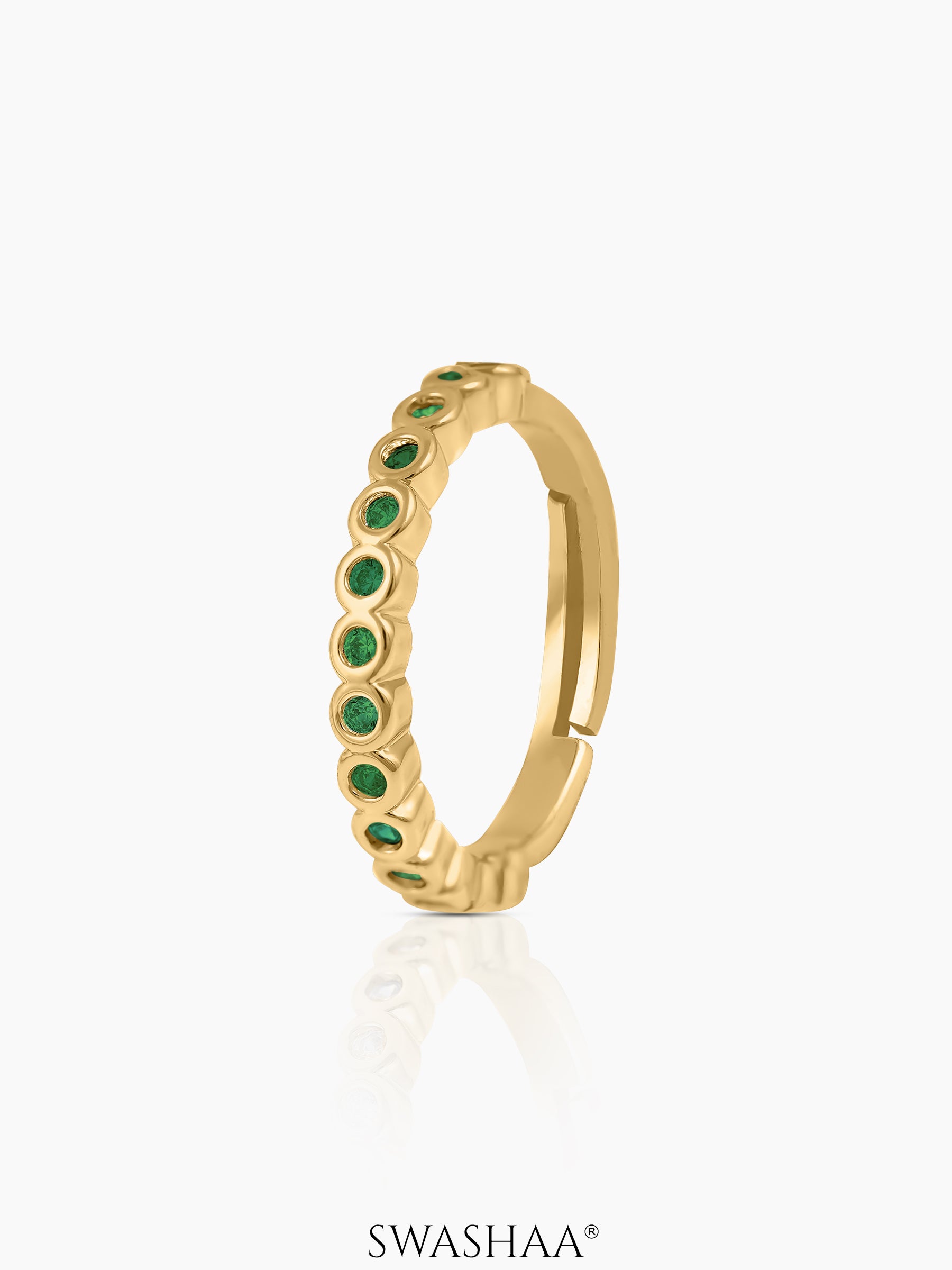 Wisha Band 18K Gold Plated Ring Green-18K Gold Plated