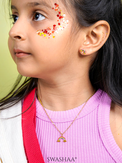 Wow Rainbow 18K Gold Plated Kid's Earrings