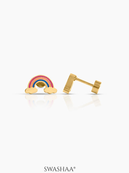 Wow Rainbow 18K Gold Plated Kid's Earrings Gold