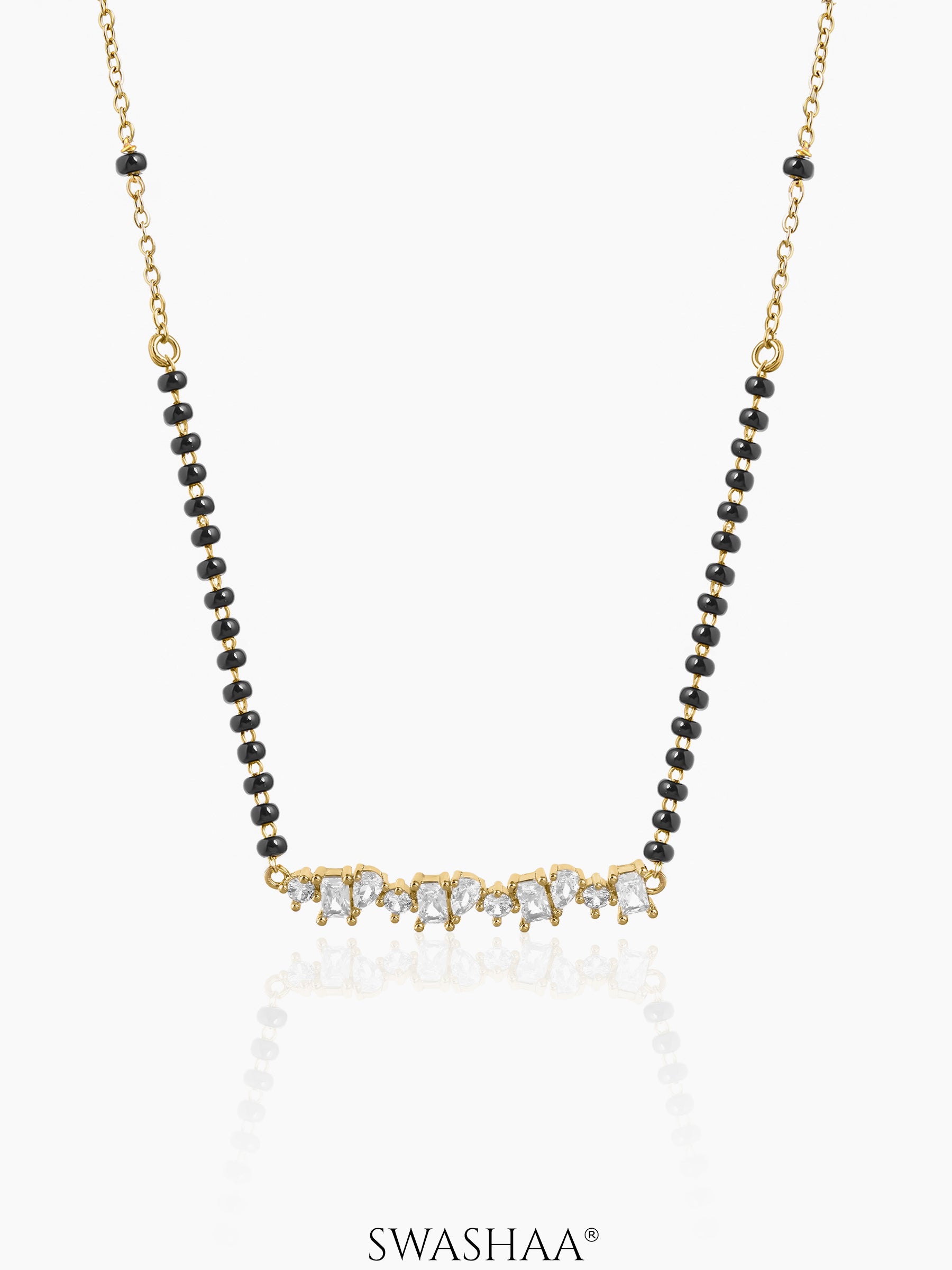 Yuvika Diamond Cluster Bar Mangalsutra 18K Gold Plated