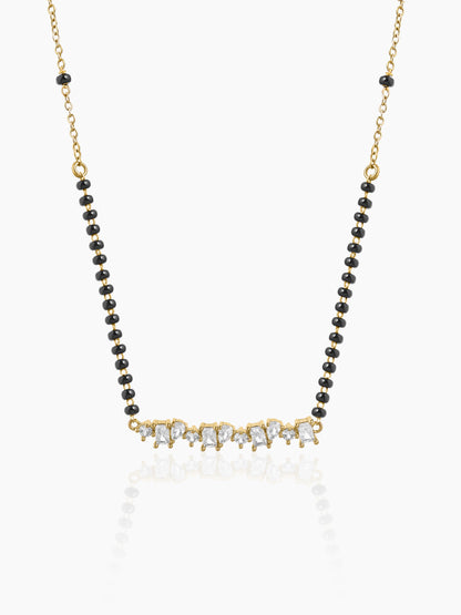 Yuvika Diamond Cluster Bar 18K Gold Plated Mangalsutra Gold
