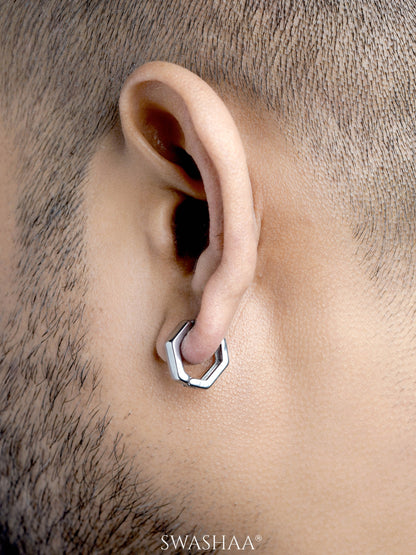Zane Hexagon Men's Hoop Earrings