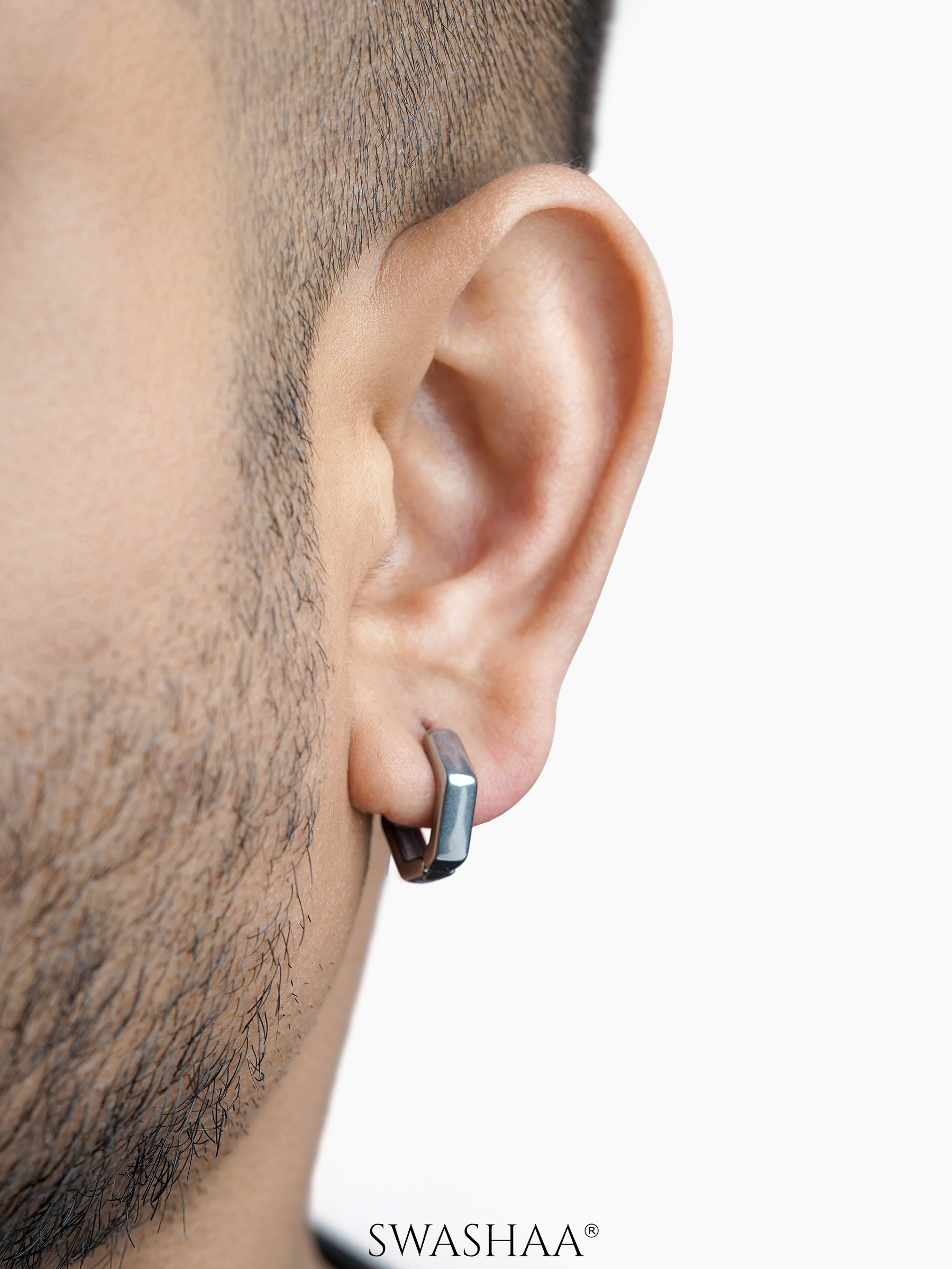 Zane Hexagon Men's Hoop Earrings