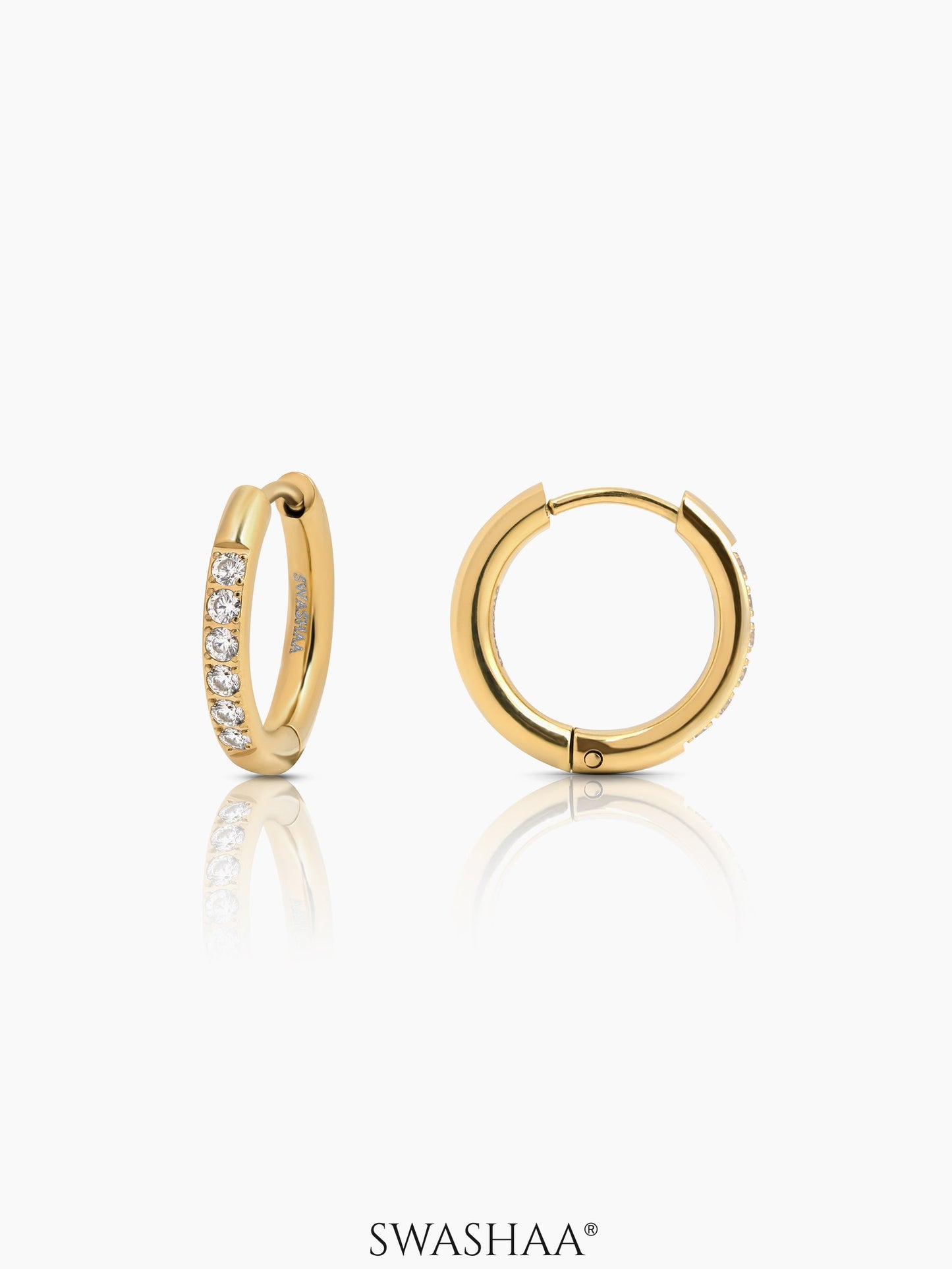 Zareen 18K Gold Plated Women's Hoop Earrings White - 18K Gold