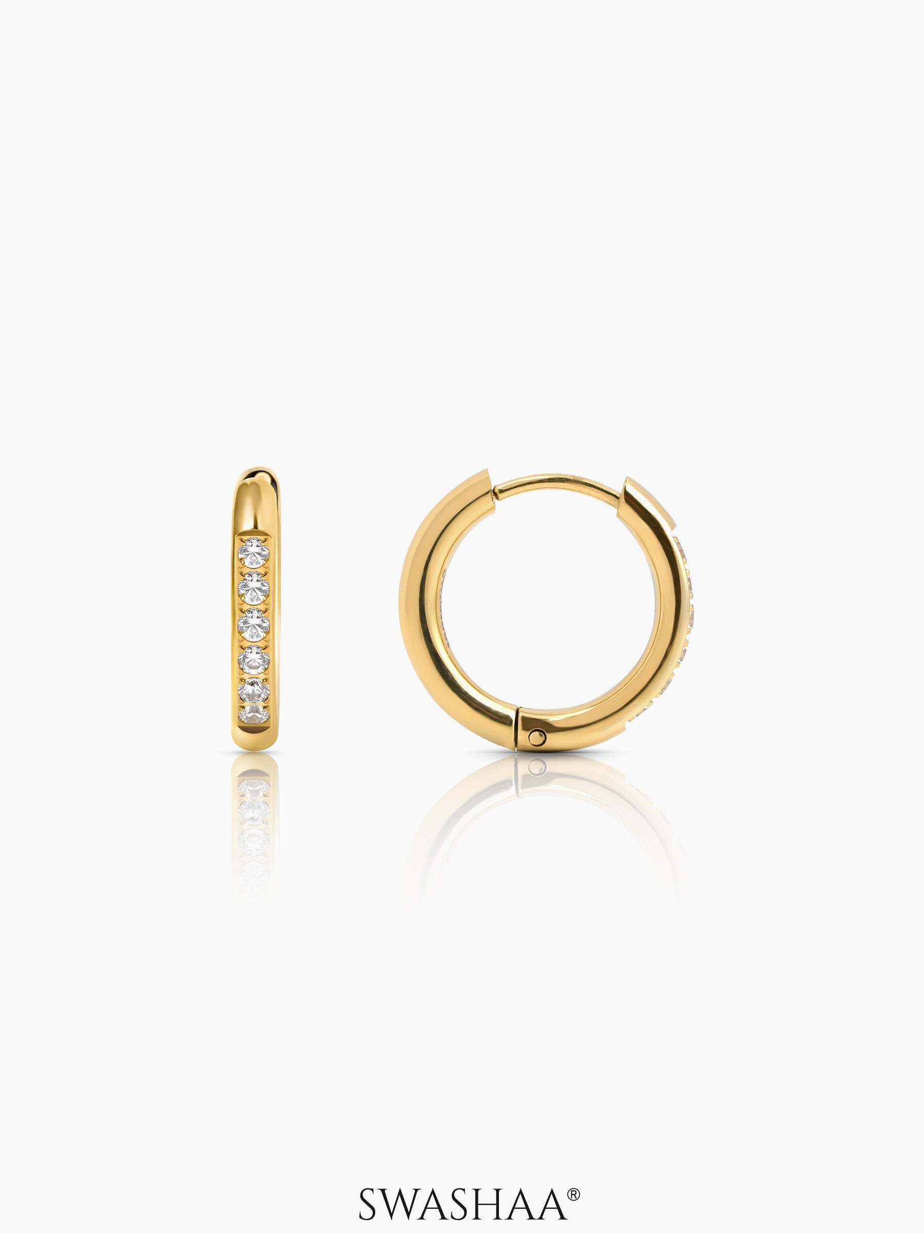 Zareen 18K Gold Plated Women's Hoop Earrings White - 18K Gold