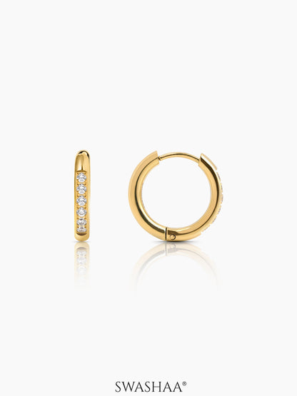 Zareen 18K Gold Plated Women's Hoop Earrings White - 18K Gold