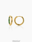 Zareen 18K Gold Plated Women's Hoop Earrings Green - 18K Gold
