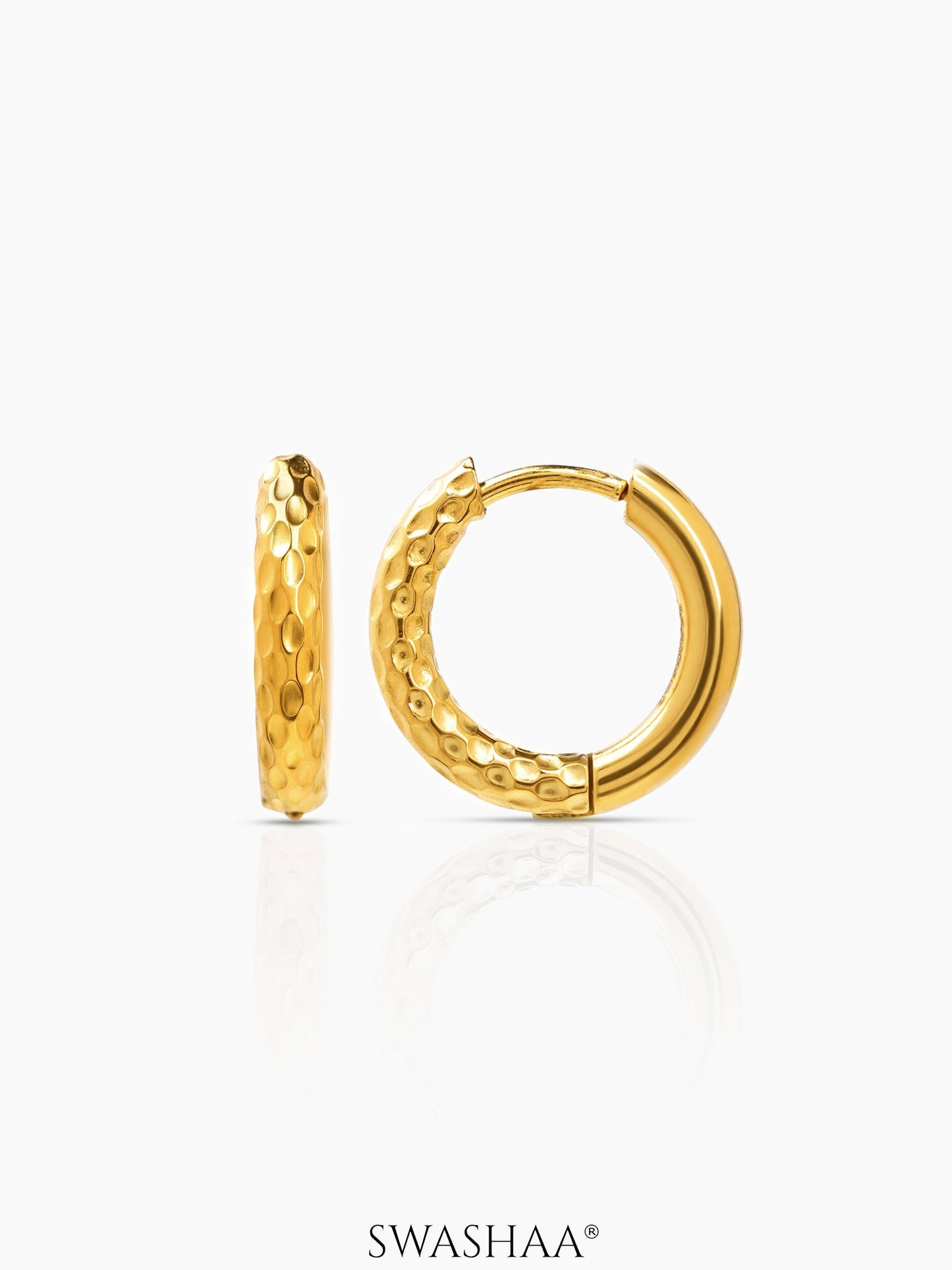 Zarek Textured Men's Hoop Earrings 18K Gold Plated