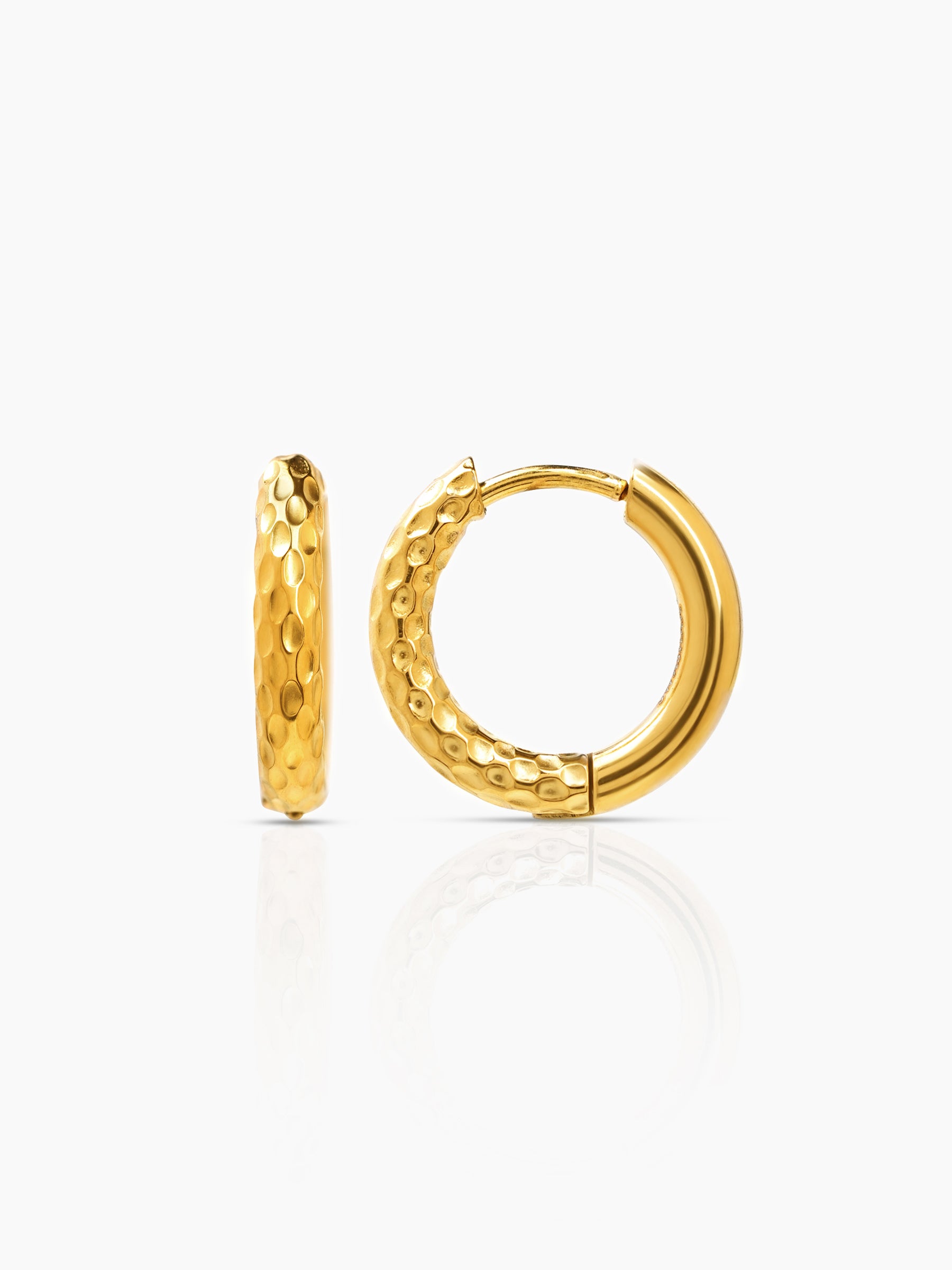 Zarek Textured 18K Gold Plated Men's Hoop Earrings Gold