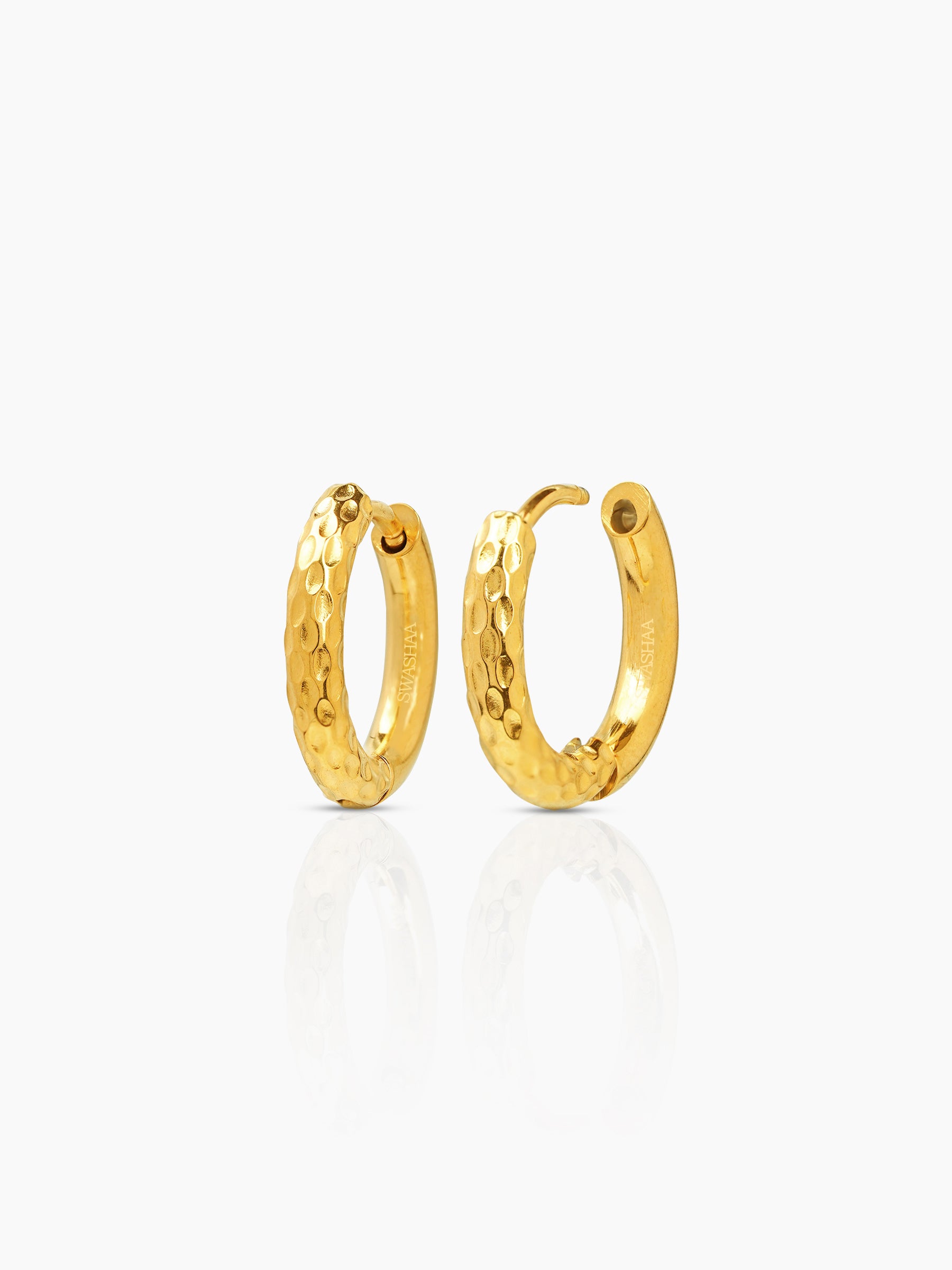 Zarek Textured 18K Gold Plated Men's Hoop Earrings