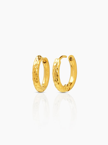 Zarek Textured 18K Gold Plated Men's Hoop Earrings