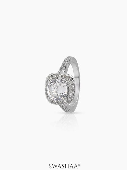 Zariel Cushion Solitaire Ring Silver