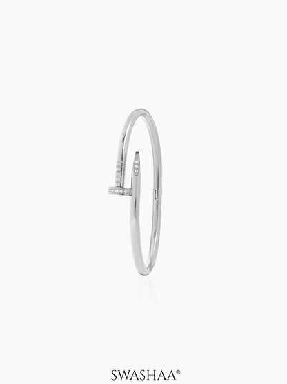 Zayden Diamond Nail Women's Bracelet Silver