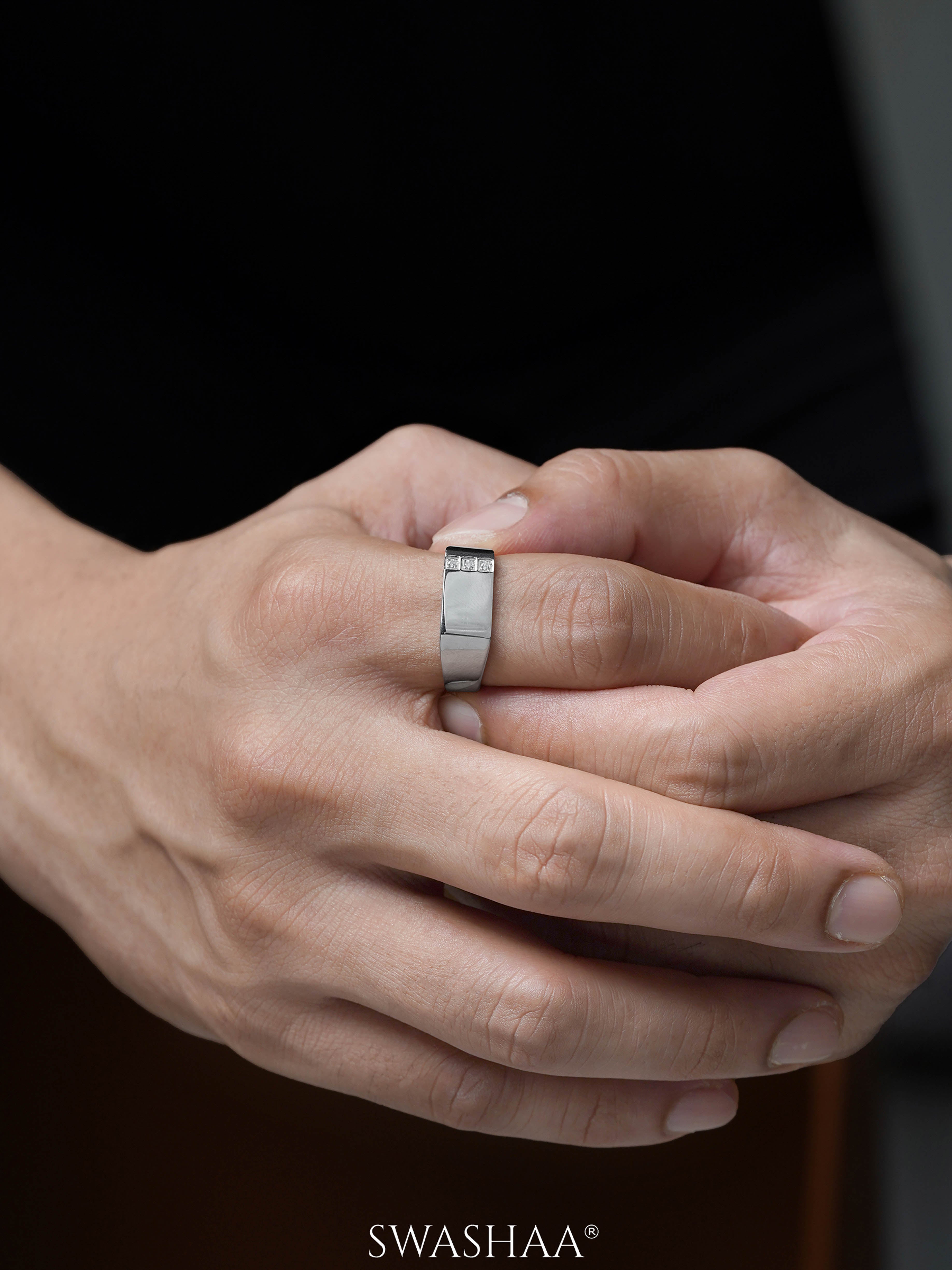 Zayen Diamond Signet Men's Ring