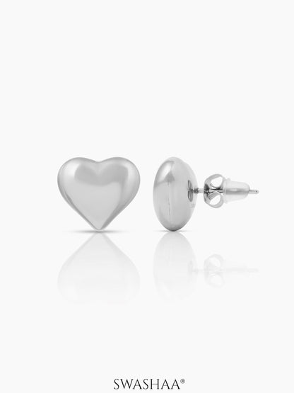 Zena Heart Women's Stud Earrings Silver