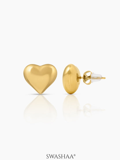 Zena Heart Women's Stud Earrings 18K Gold Plated