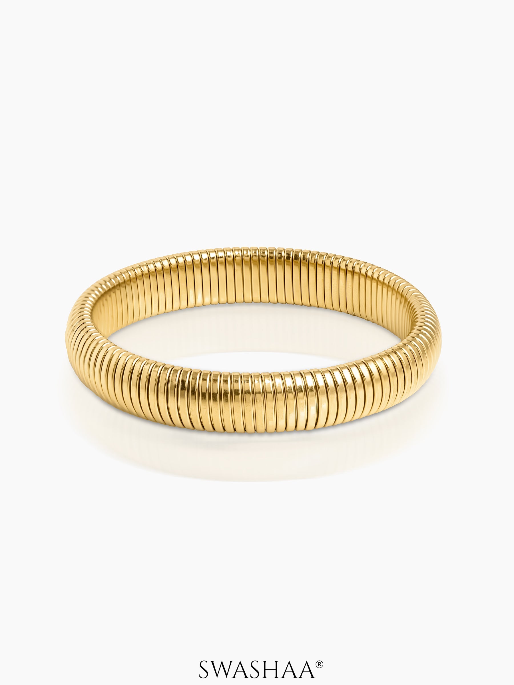 Abby Ribbed Bangle Bracelet 18K Gold Plated