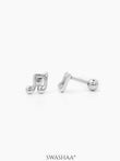 Zeph Music Note Men's Stud Earrings Silver