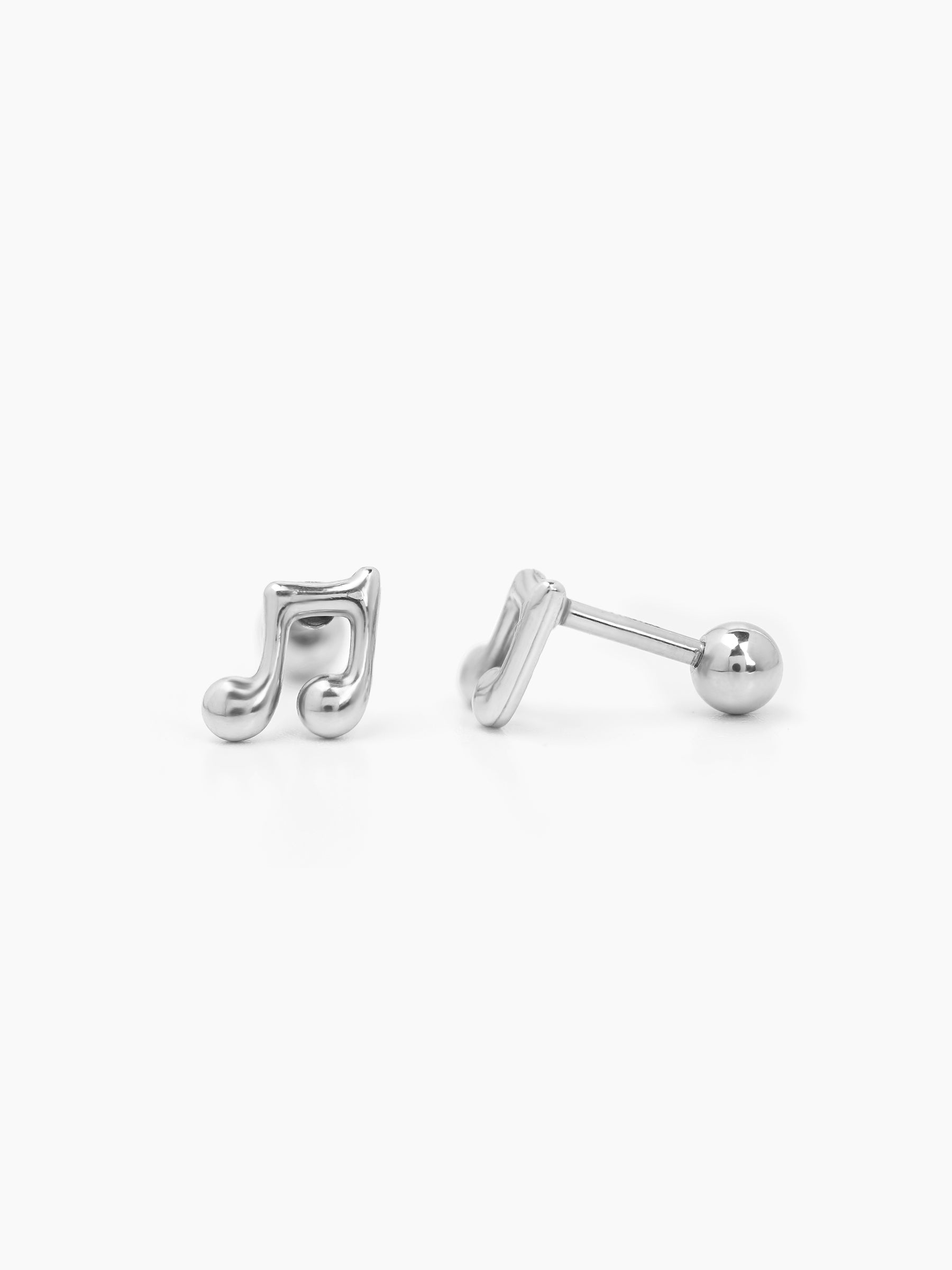 Zeph Music Note Silver Men's Stud Earrings Silver
