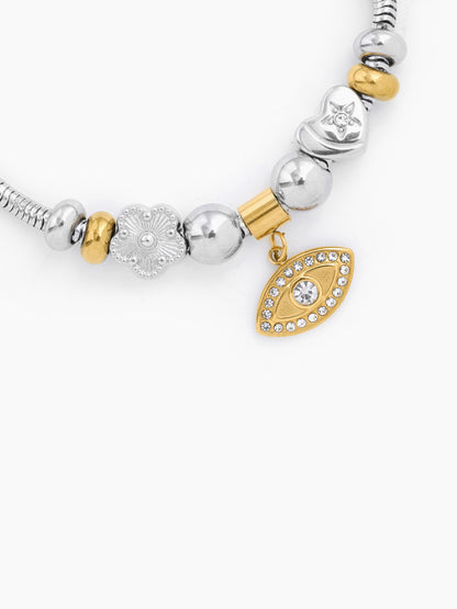 Ziaa Evil Eye Charm Silver - 18K Gold Plated Bracelet