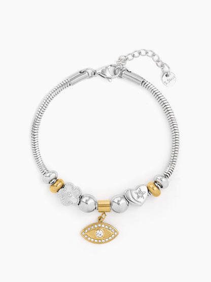 Ziaa Evil Eye Charm Silver - 18K Gold Plated Bracelet