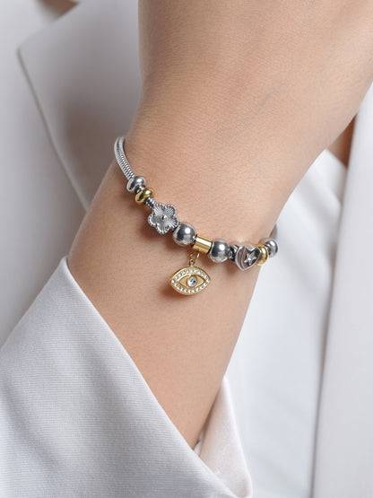 Ziaa Evil Eye Charm Silver - 18K Gold Plated Bracelet