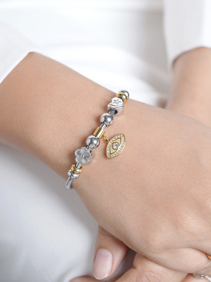 Ziaa Evil Eye Charm Silver - 18K Gold Plated Bracelet