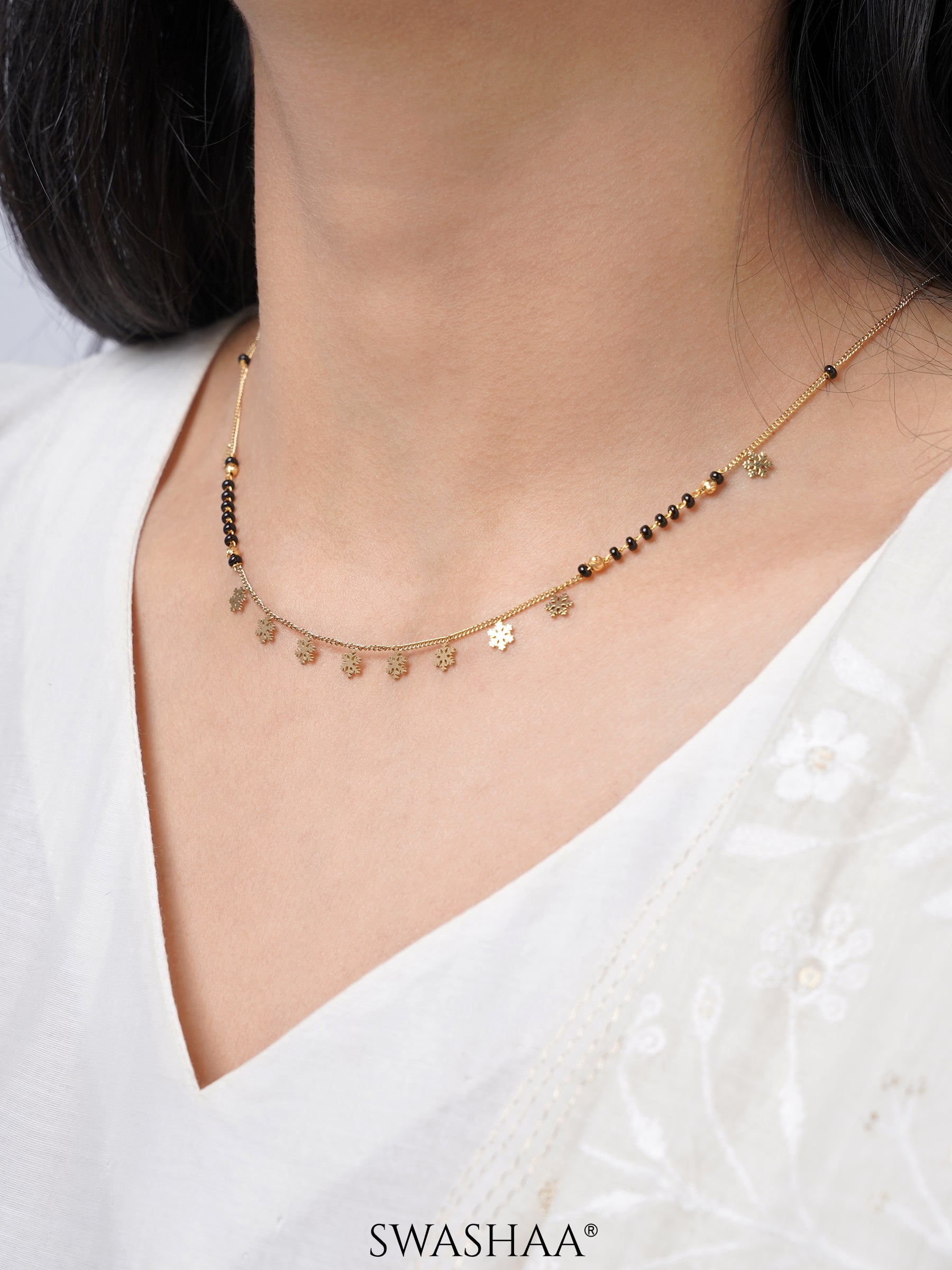 Ziva Snowflake 18K Gold Plated Mangalsutra