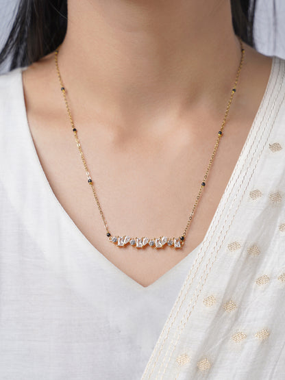 Zivelle Solitaire Cluster Bar 18K Gold Plated Mangalsutra