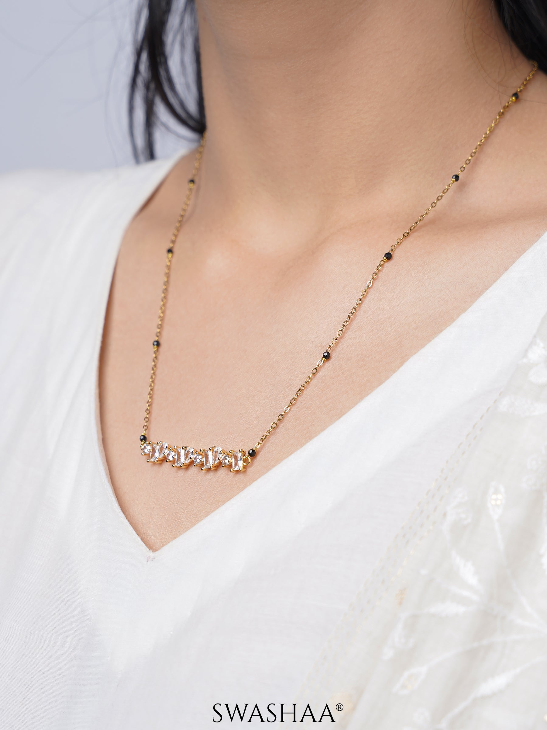 Zivelle Solitaire Cluster Bar Mangalsutra