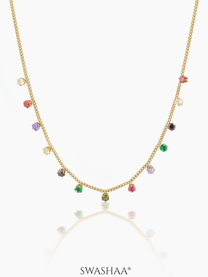 Ziya Multi Diamond Necklace 14K Gold Plated