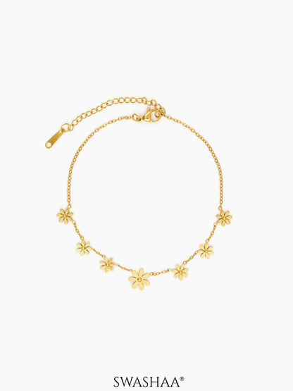 Zofia Flory Flower 18K Gold Plated Women's Anklet Gold