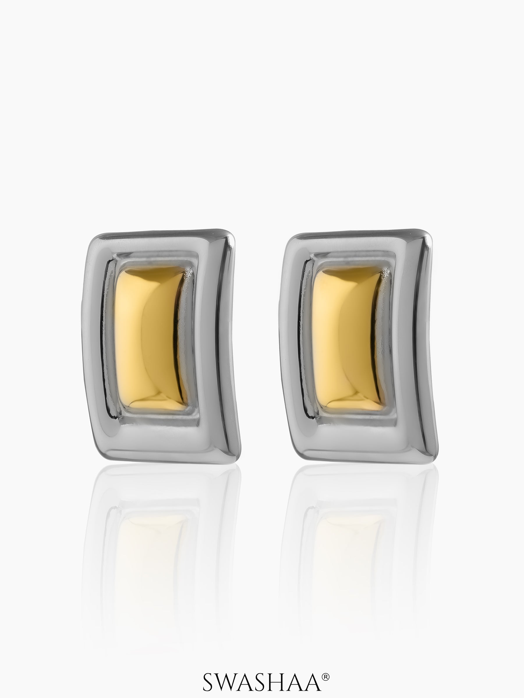 Zohra Frame Women's Stud Earrings 18K Gold Plated