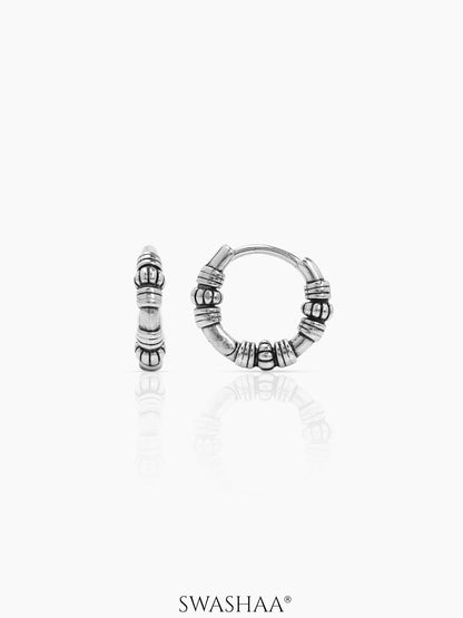 Zorik Tribal Men's Hoop Earrings Silver
