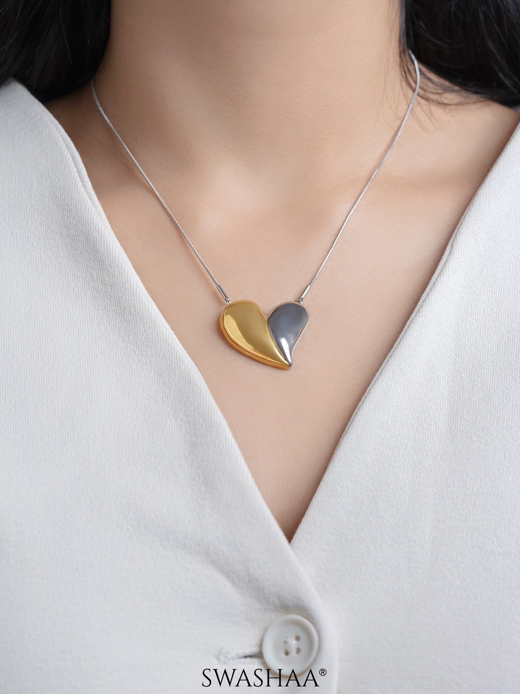 Zovia Heart Two Tone Necklace