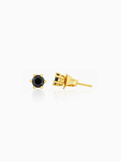 Zyron Black 18K Gold Plated Solitaire Men's Stud Earrings Gold