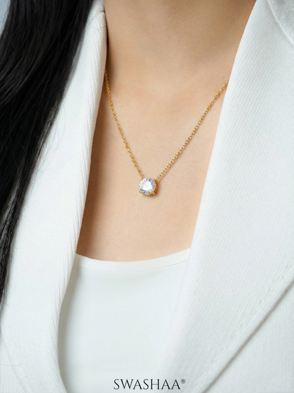 Adia Solitaire 18K Gold Plated Necklace