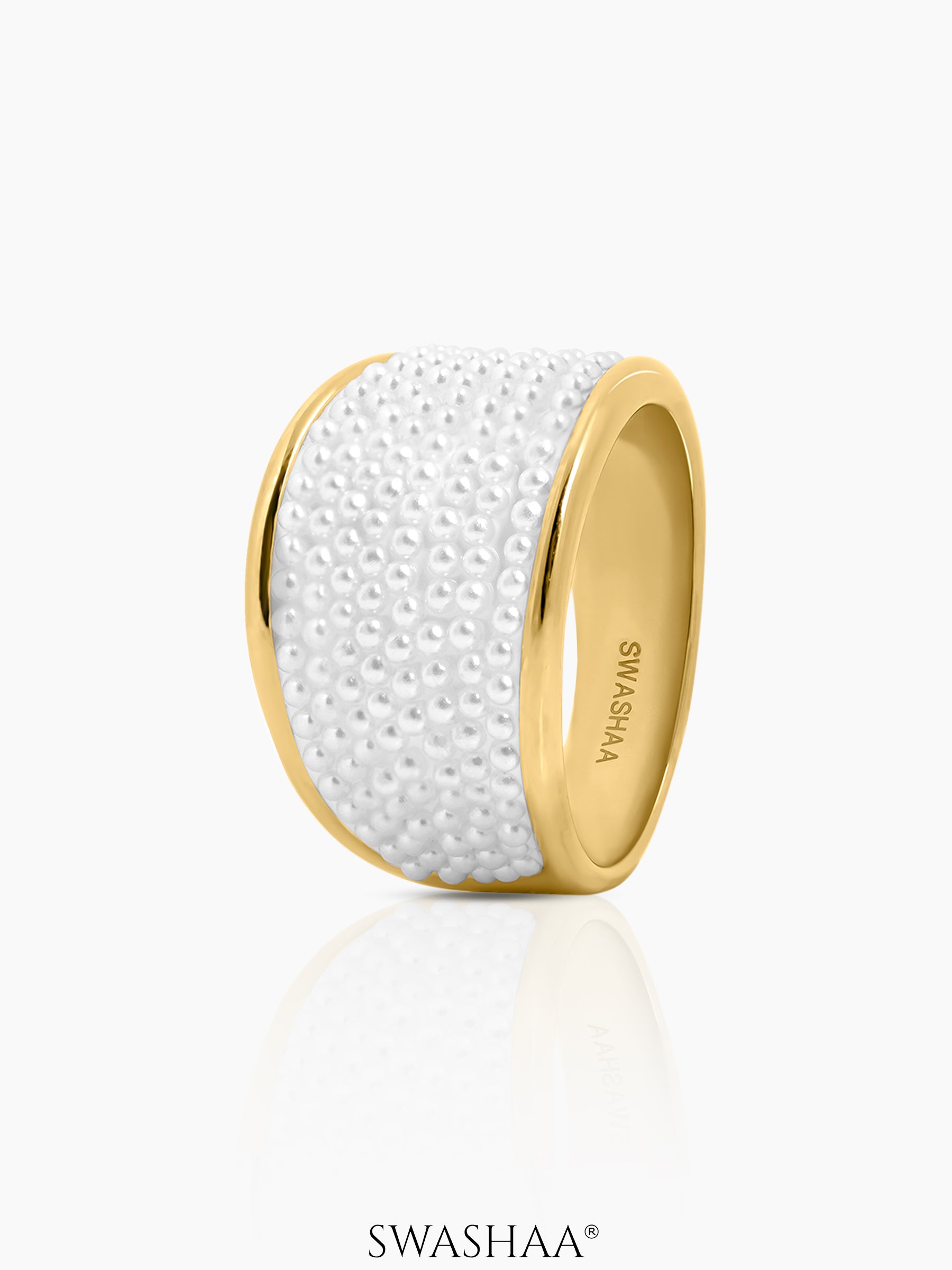 Avena Pearl Cluster Dome Ring 18K Gold Plated