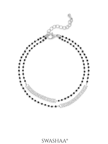 Samiha Baguette Diamond Mangalsutra Bracelet Silver