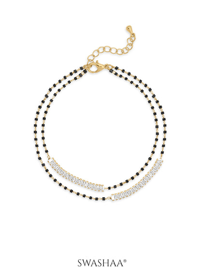 Samiha Baguette Diamond Mangalsutra Bracelet 18K Gold Plated